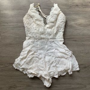 Peppermayo White Lace Playsuit / Romper